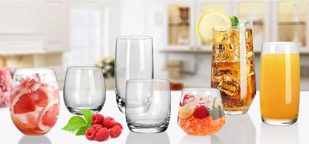 Handmade Luxury Glass Water Cups 480ml Embossed Clear Drinking Glass Cup Gold Rim Stemless Wine Glass