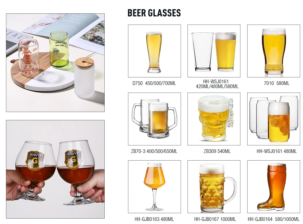 Wholesale Free Sample Custom Durable Pilsener Tumbler Beer Drinking Glassware Glass Beer Stein Mug Heavy Base Pint Glass Cup Ipa Beer Glass for Pub Restaurant