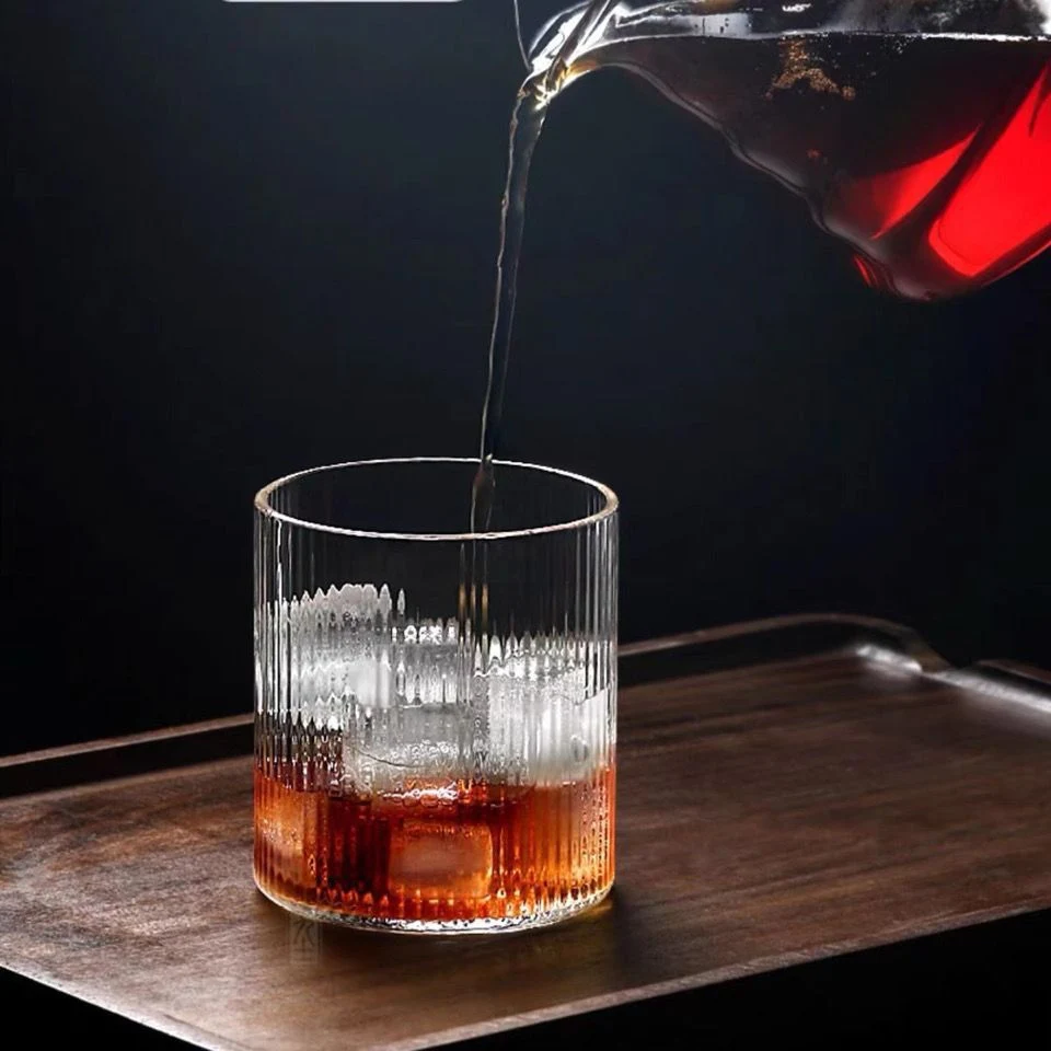 Vertical Cups Coffee Cups Simple Pinstripe Water Cups Creative Classical Whiskey Cup Glass