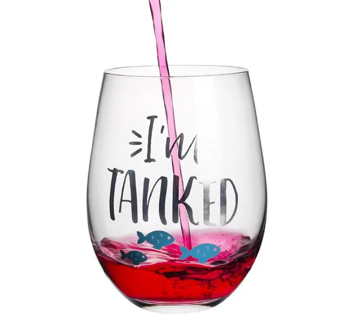 20 Oz Stemless Crystal Funny Wine Glass, Novelty Glasses with Cute Sayings