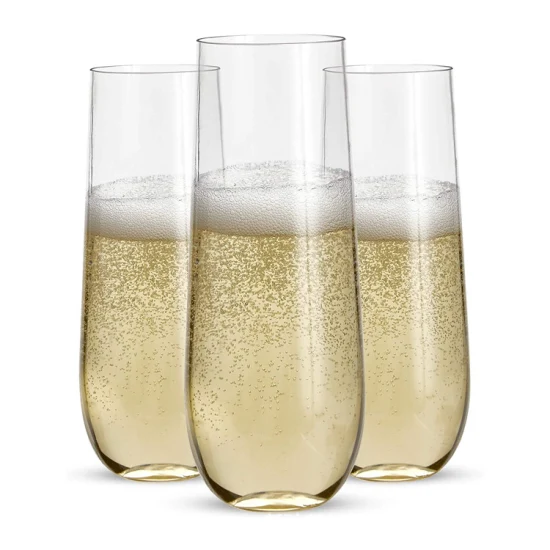 Amazon Trending Werbegeschenke: Klare Weinkristall-Cocktail-Champagner-Flöten aus Kunststoff mit goldenem Rand